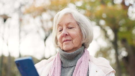 phone, social media and a senior woman