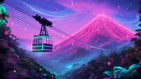 neon mountain cable car ride