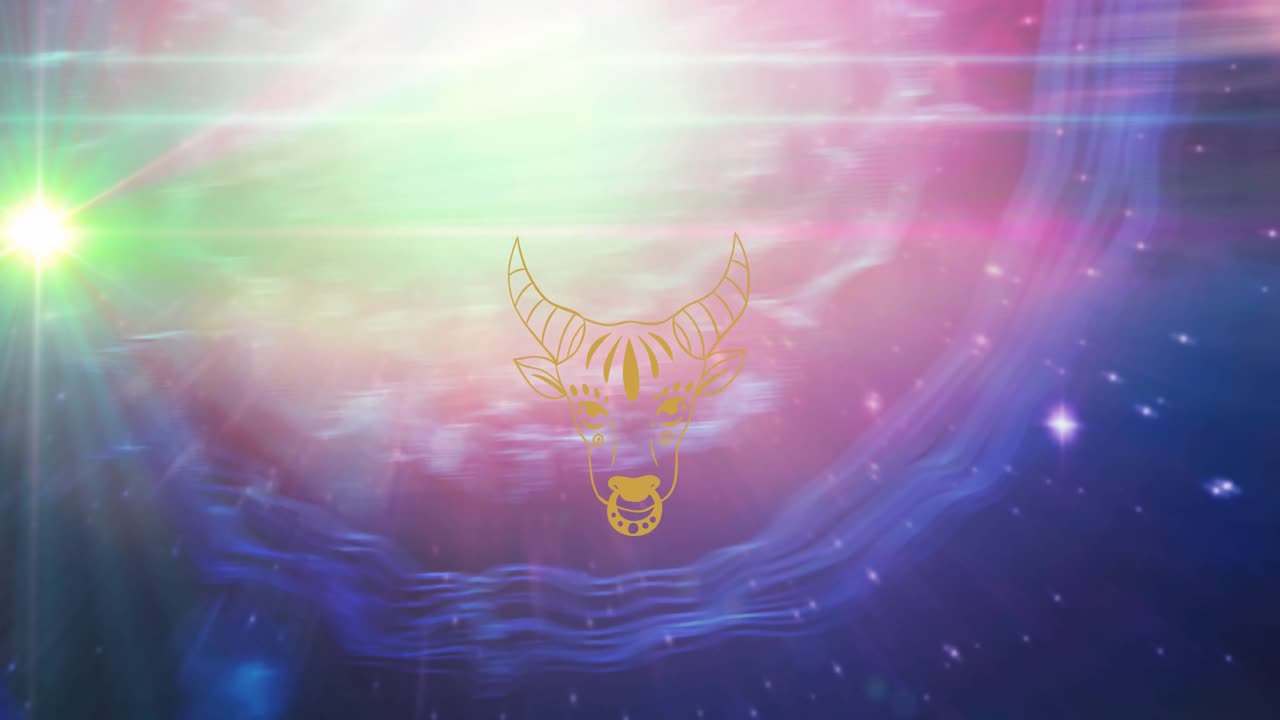 animación del símbolo del signo de la estrella de tauro sobre las estrellas brillantes