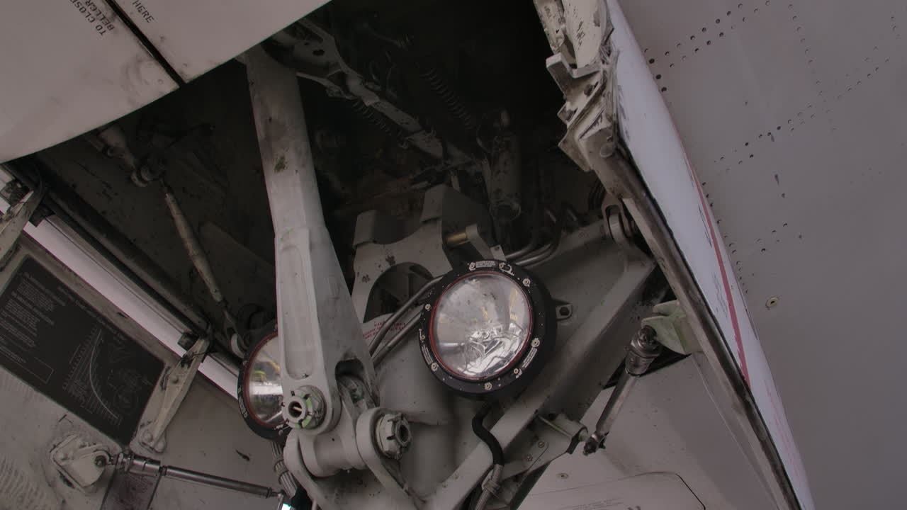 incline hacia arriba el tren de aterrizaje del avión en un avión moderno