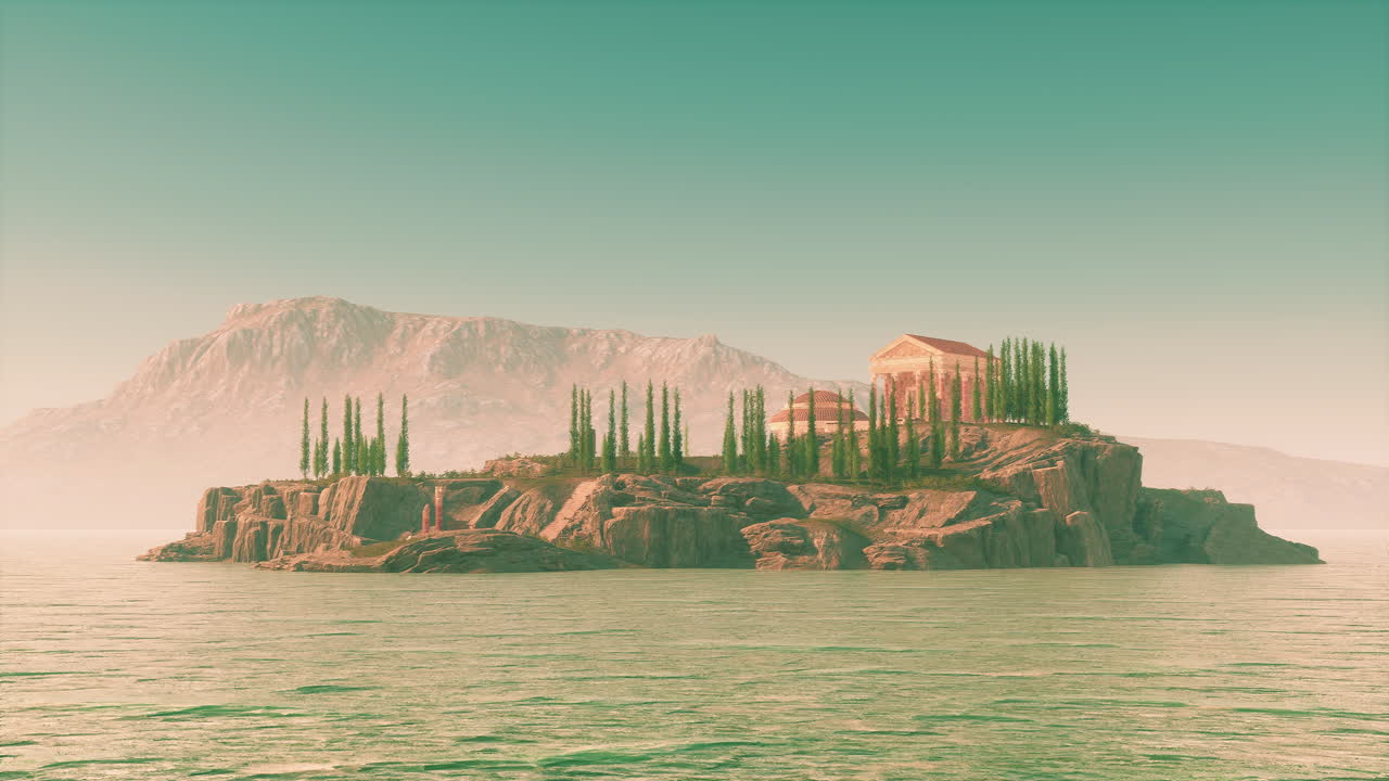 외 섬에 있는 고대 사원