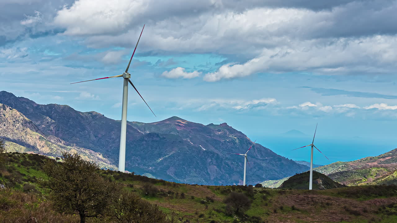 obstáculo de viento fuerte para lapso de tiempo de palas de aerogeneradores