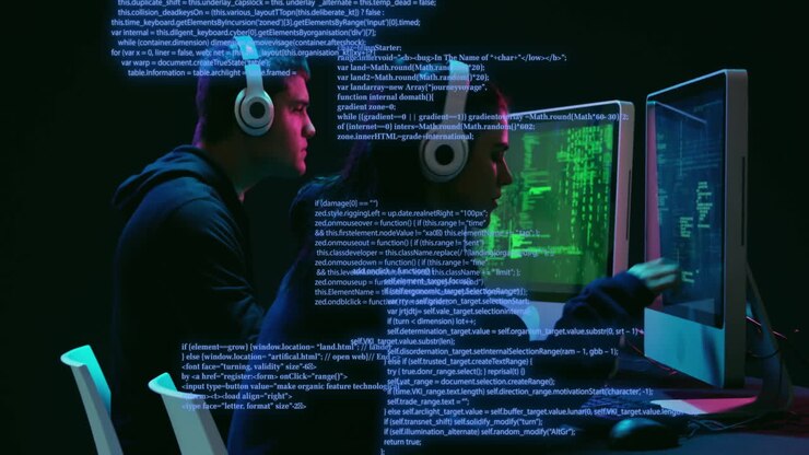 Animation af databehandling over forskellige mennesker, der bruger computere