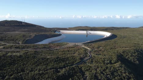 aerial view of the paul da serra water reservoir built to harvest the rainwater