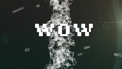 검은색 배경의 데이터 처리에 대한 와우 텍스트의 애니메이션