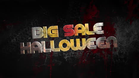 halloween big sale on dark grunge wall with red blood