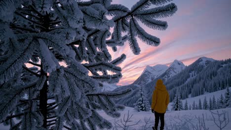 winter mountain sunset hike