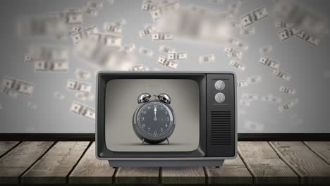 Television-showing-clock-that-ticks