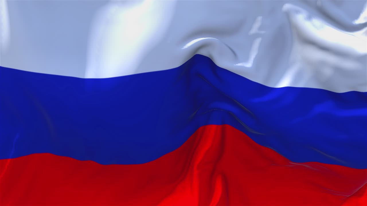 102 bandiera russa che ondeggia nel vento animazione a rallentatore 4k consistenza di tessuto realistico bandiera che soffia liscia