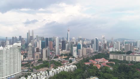 aerial of famous skyline of kuala lumpur, capital city of malaysia