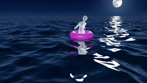 ethereal figure floating on a moonlit ocean
