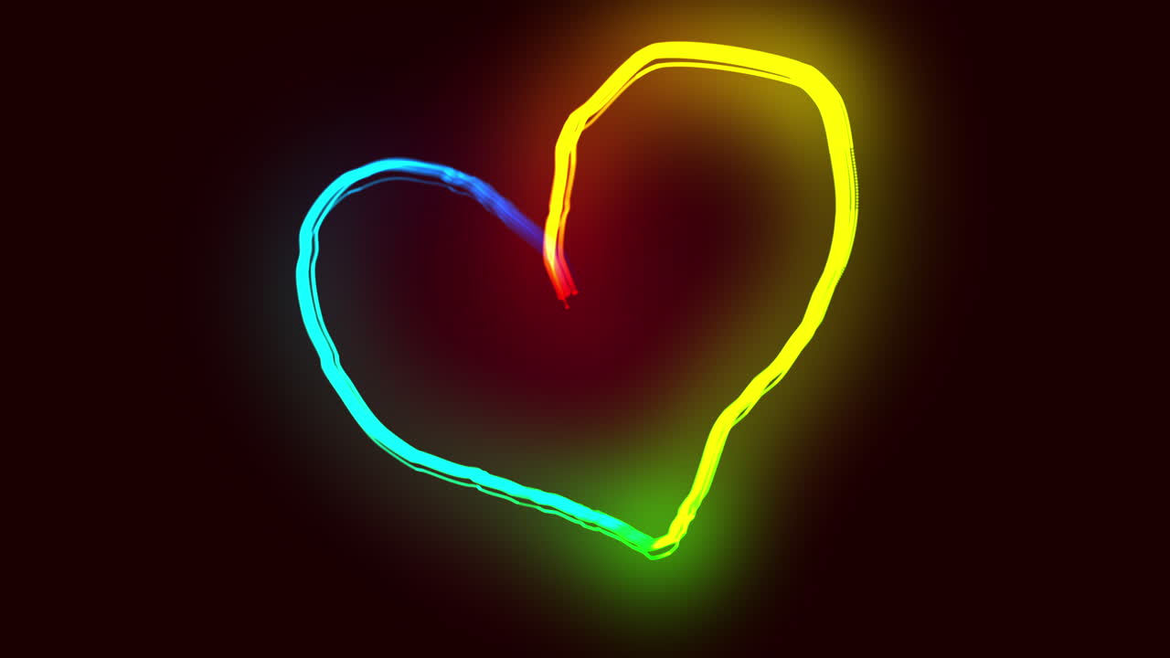 검은 바탕에 심장 모양을 형성하는 심장 트레일