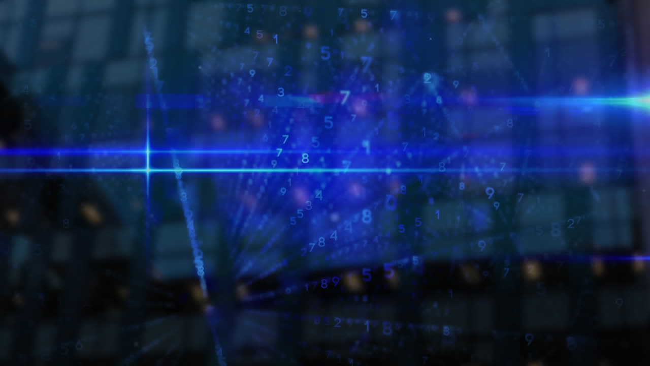 Animation of glowing blue data processing