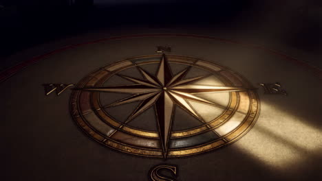 ornate golden compass rose with radiant light