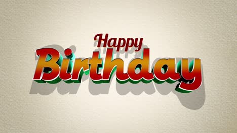 colorful happy birthday card with curved lettering on beige background