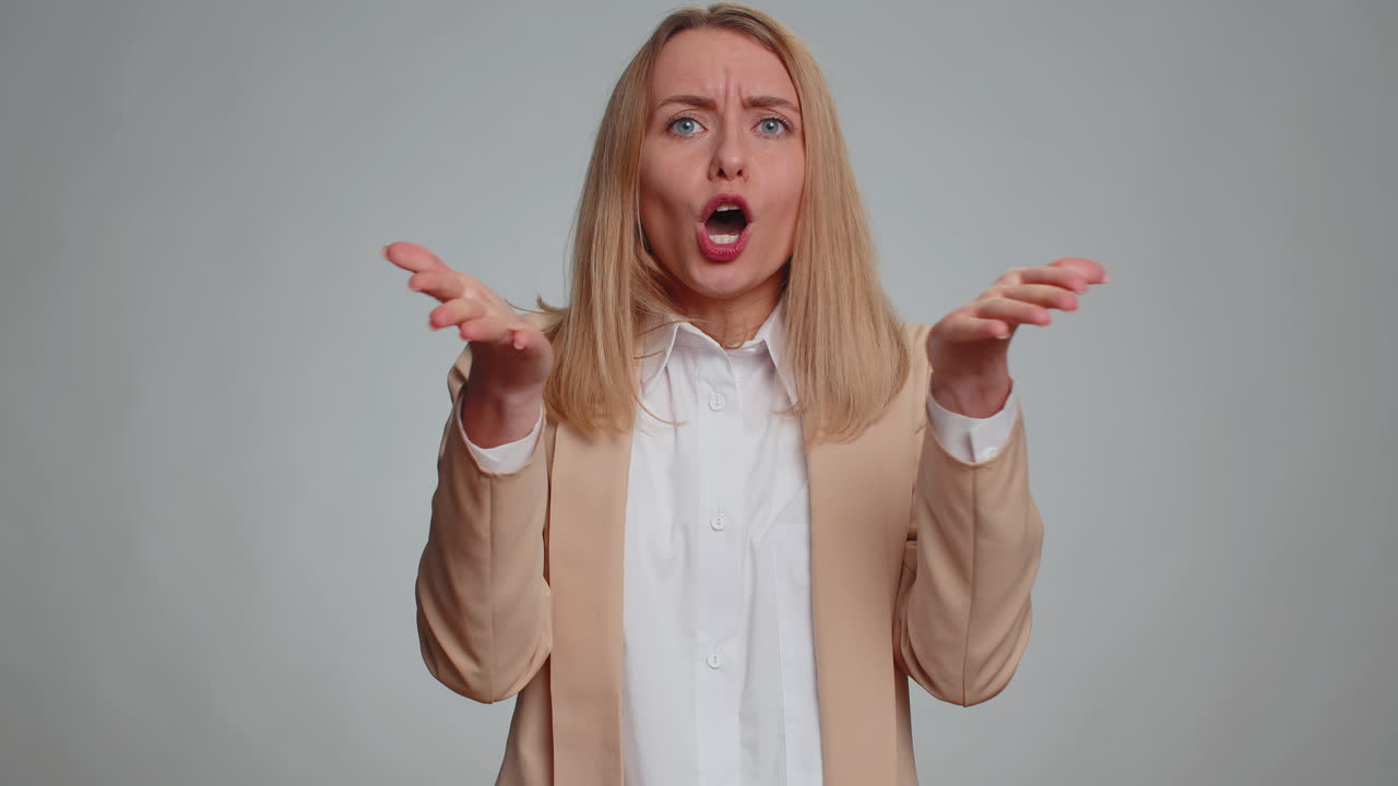 Business woman loses becoming surprised by lottery results bad fortune loss unlucky news