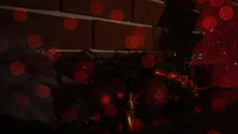 animation of christmas decorations and flickering red lights