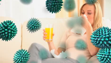 Green-viruses-and-ill-woman
