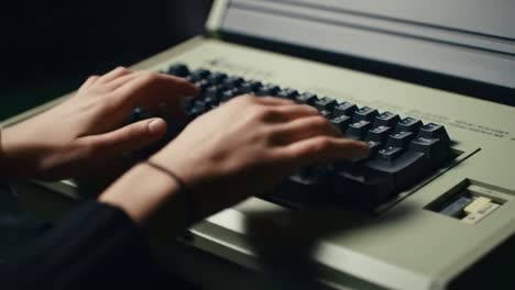 an engaging moment captured: hands typing on a vintage typewriter, evoking nostalgia and creativity, showcasing the art of writing in a digital age