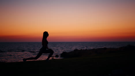 sunset beach workout silhouette