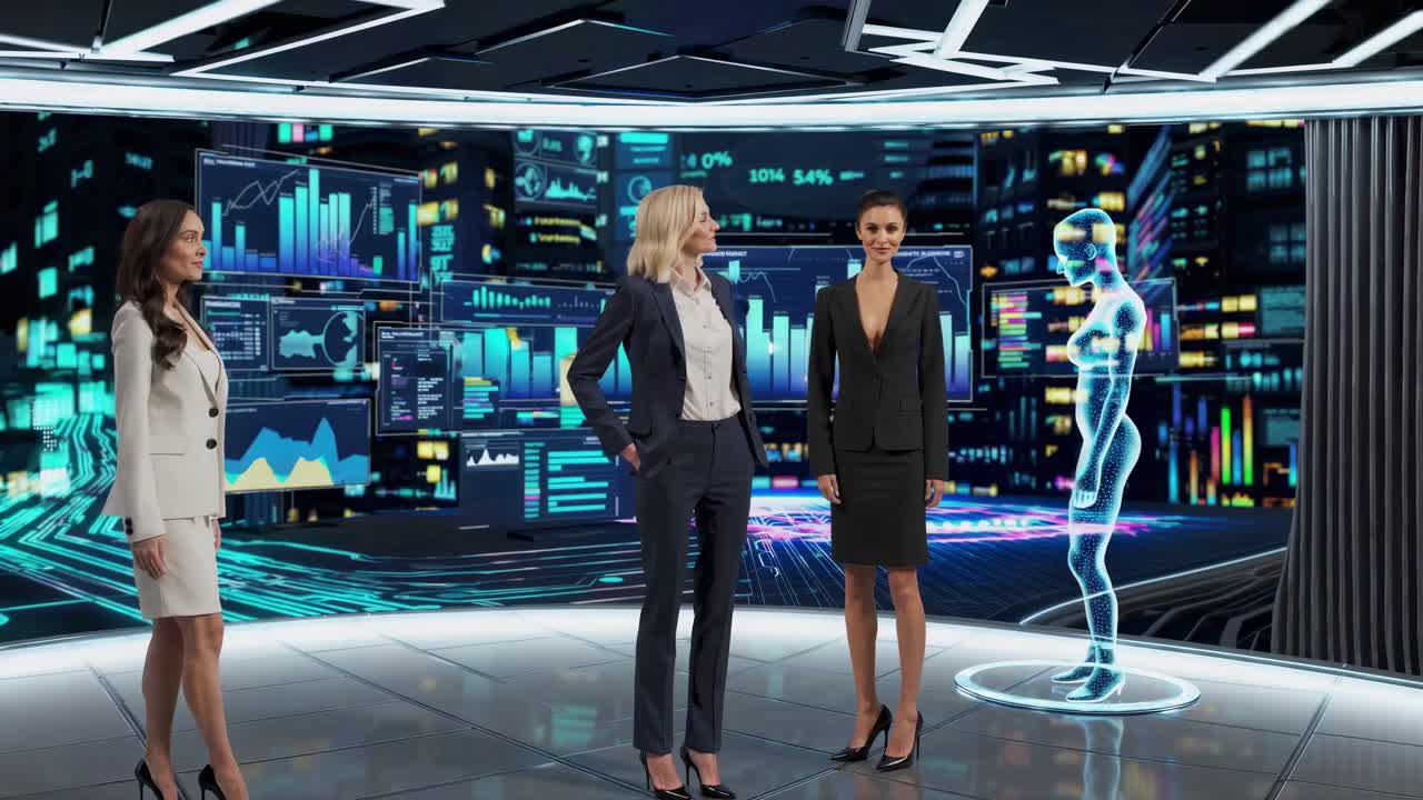 Business Women in a Futuristic Conference Room