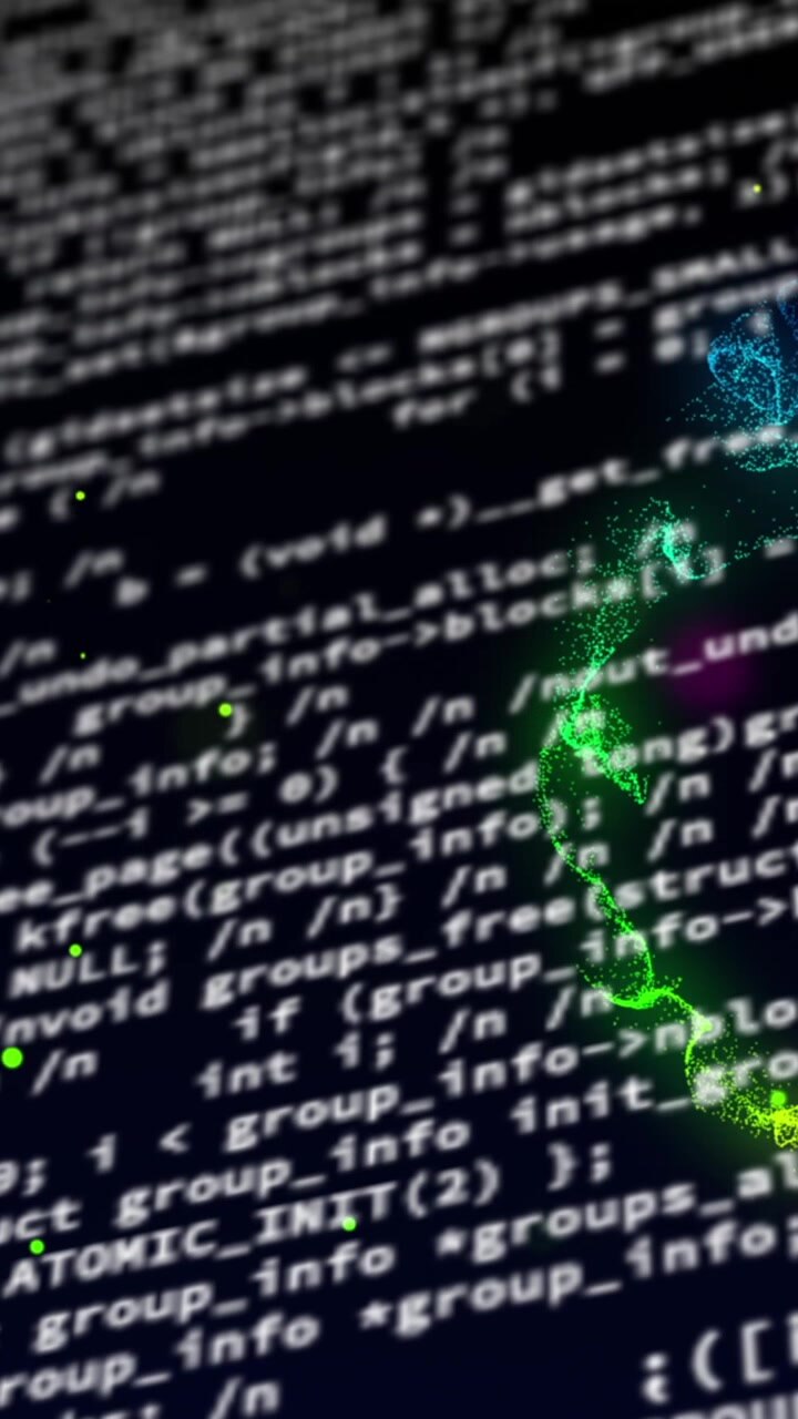 Animation of colourful shapes over data processing