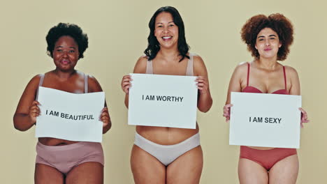 mujeres, positividad corporal y cartel para la diversidad
