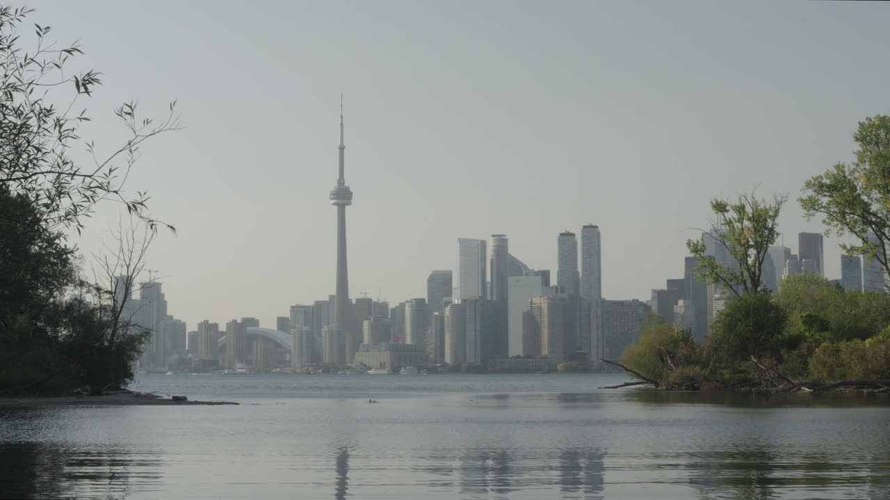 Toronto view from Toronto Island with grass