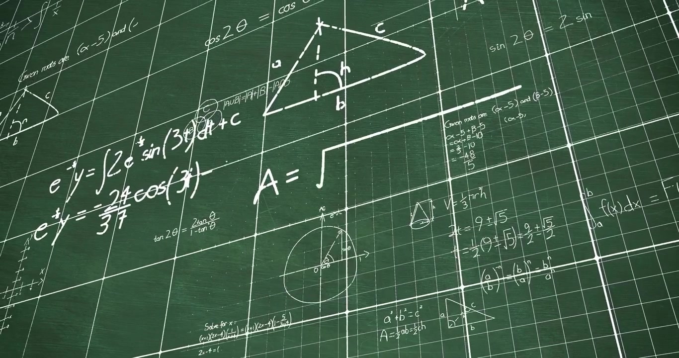 Animation of mathematical data processing on green background