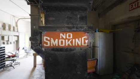 no smoking sign in an industrial building