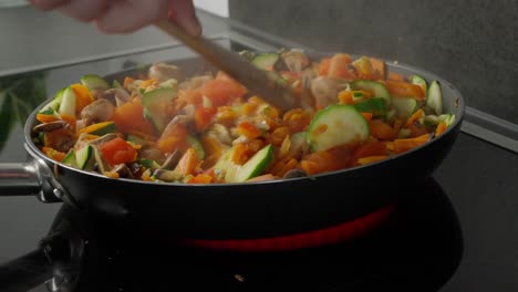 cooking vegetables in home kitchen