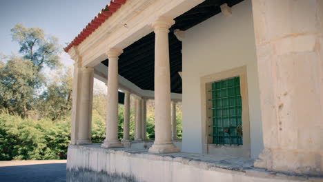 restored old chapel in central portugal building gimbal shot