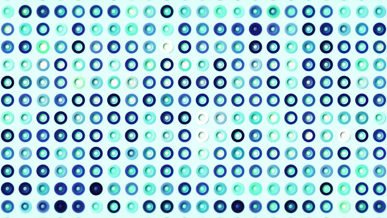 абстрактная визуализация аудио и видео эквалайзера. движение. мерцающие красочные ряды небольших силуэтов колец.