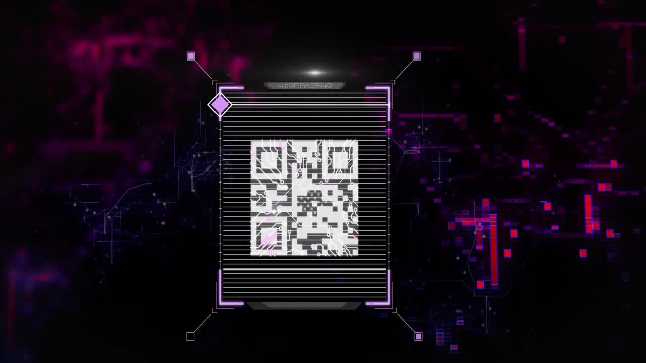 animación del procesamiento de datos sobre un fondo negro