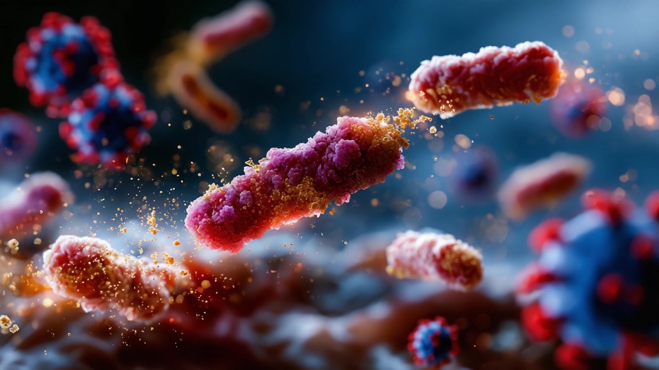 Dynamic Visualization of Microbial Activity: An Intricate Dance of Bacteria and Virus Particles in a Host Environment