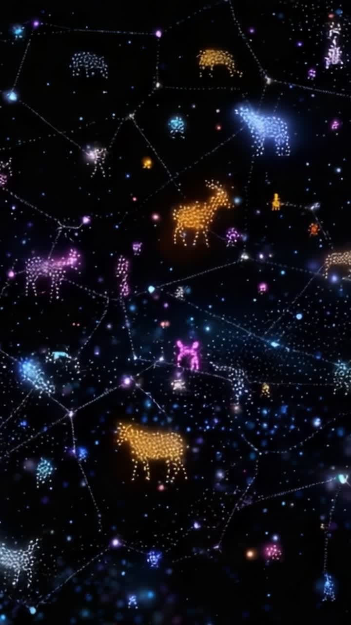 A Celestial Showcase of Animal Constellations Illuminated in the Vastness of Space, Bringing Together the Beauty of the Universe with Starry Patterns and Colors