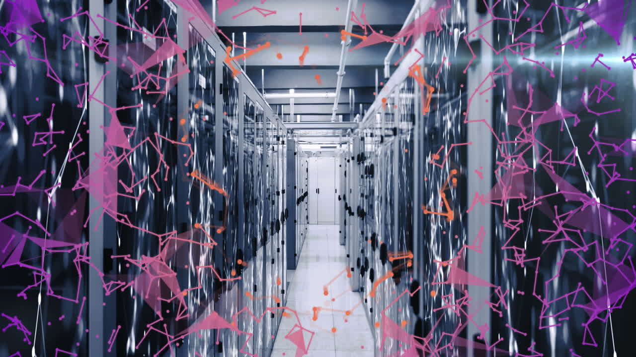 animación de formas y puntos sobre la sala del servidor