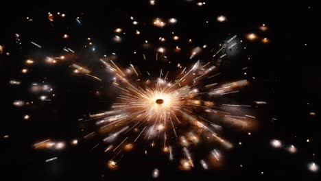 cracker sparkles spinning isolated on a black background