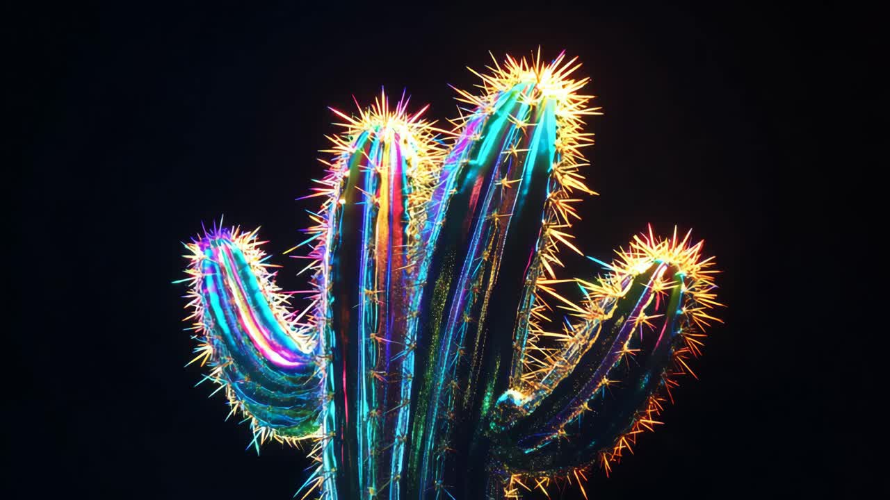 Vibrant Neon Cactus