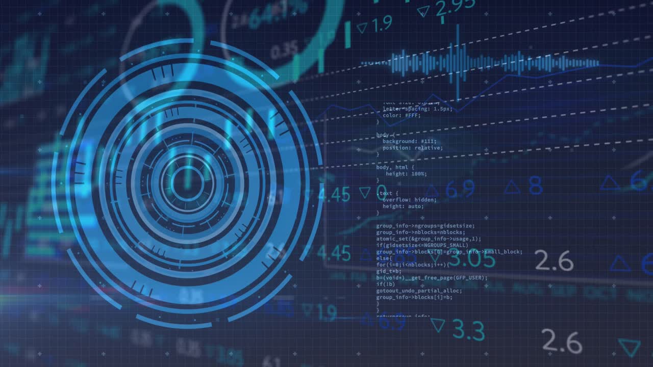 animación del procesamiento de datos financieros sobre las estadísticas