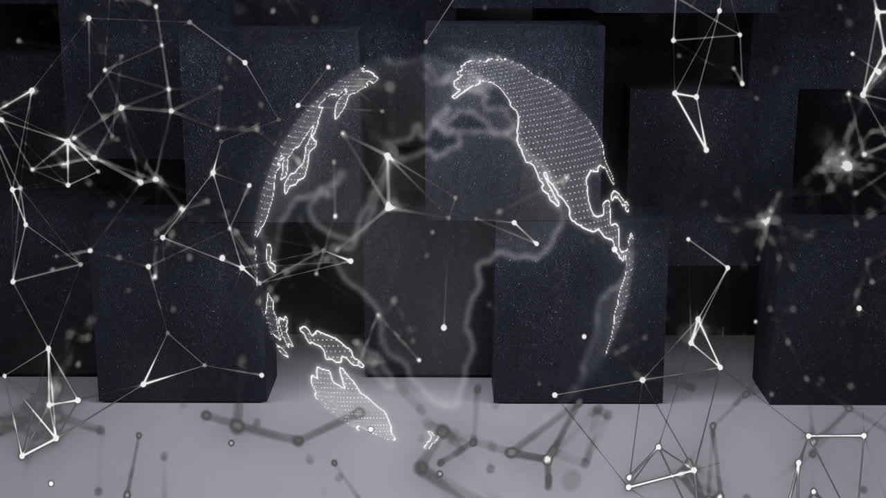 전 세계에 걸쳐 연결과 데이터 처리의 애니메이션