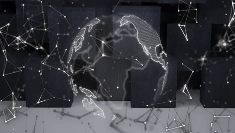 animation of connections and data processing over globe