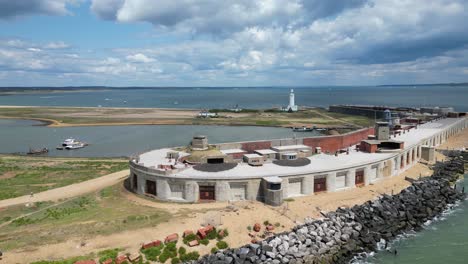 hurst castle hampshire uk drone, aerial summer