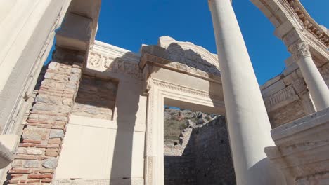 marble carved ruins, ancient city of ephesus, turkey