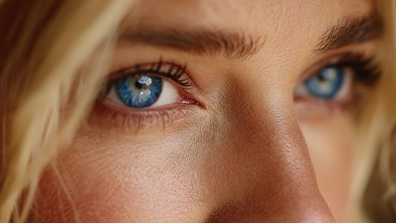 A Close-Up Exploration of Striking Blue Eyes Capturing Light and Emotion with an Intense Focus and Beautiful Natural Features