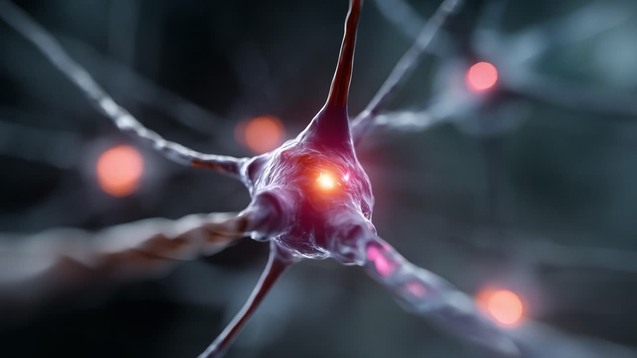 Detailed Visualization of Neuron Activity with Synaptic Signals and Neural Pathways Emphasizing Biological Processes in Neuroscience