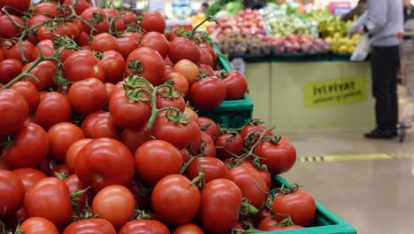 fresh tomatoes at a grocery store