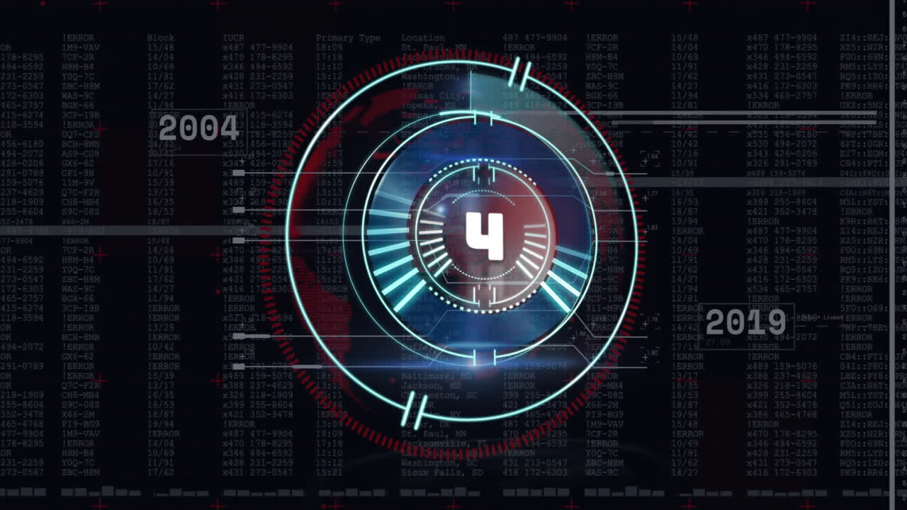 animación de cuenta atrás sobre datos financieros y números del mercado de valores