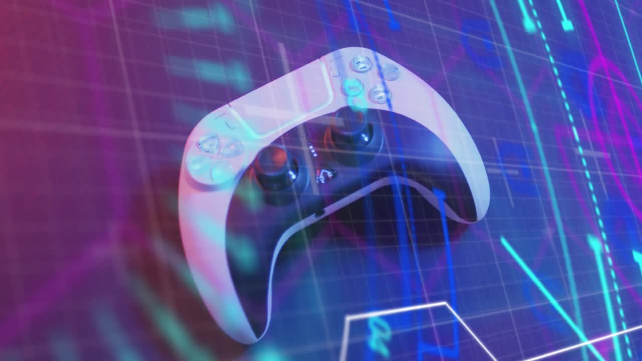 비디오 게임 컴퓨터 장비를 통해 범위 스캐닝과 데이터 처리의 애니메이션