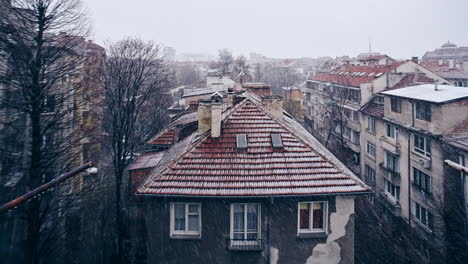 a 4k timelapse of the city center of sofia, bulgaria, in the european union, on a snowy, winter day